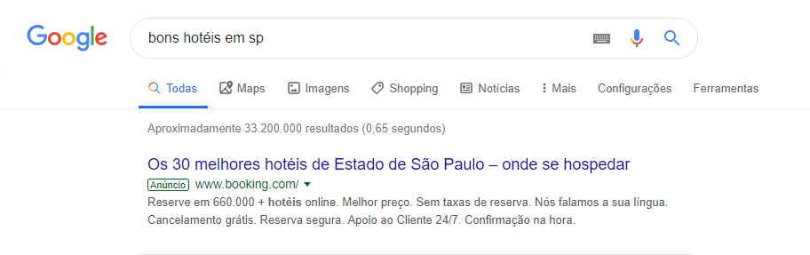 Como é definido o primeiro colocado na SERP